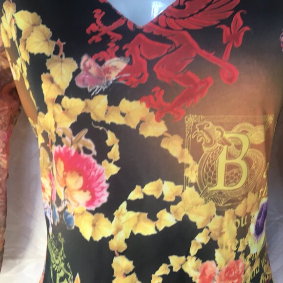 Women's Sz S Shirt Top 90s Lace Crop Reversible Floral Black Bohemian Y2K Fairy - Picture 4 of 16